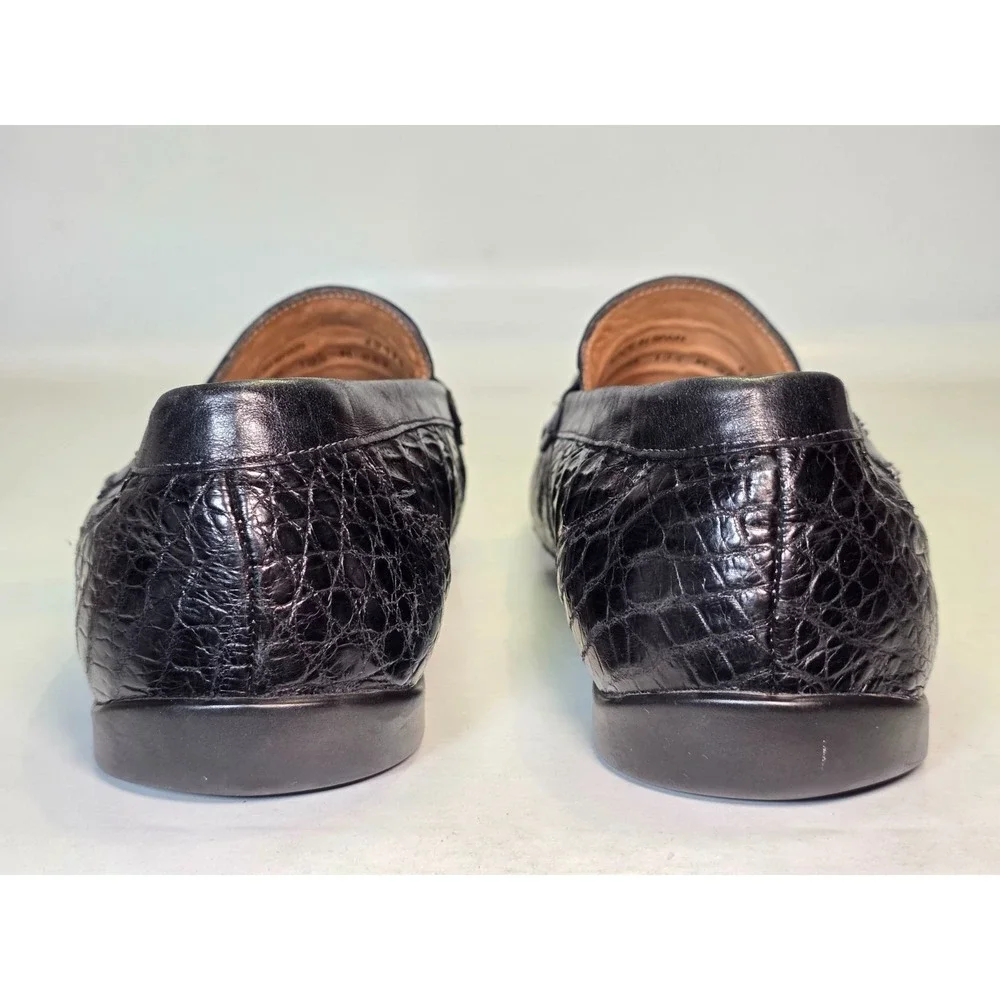 Mezlan Encina Men's Loafers Size 10.5‎ Black Genuine Crocodile Leather Shoes Vtg